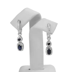10ct White Gold Sapphire and Diamond Drop Earrings