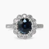 18ct White Gold Sapphire and Diamond Halo Ring