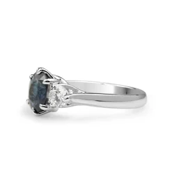 18ct White Gold Sapphire and Diamond 3 Stone Ring