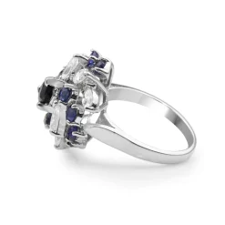 18ct White Gold Sapphire and Diamond Cluster Ring