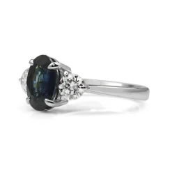 18ct White Gold Sapphire and Diamond 3 Stone Ring