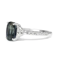 18ct White Gold Sapphire and Diamond 3 Stone Ring