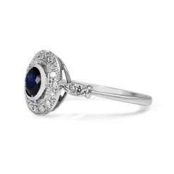 18ct White Gold Sapphire and Diamond Halo Ring