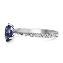 18ct White Gold Sapphire and Diamond Solitaire Ring
