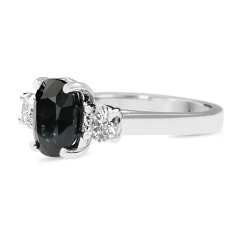 18ct White Gold Sapphire and Diamond 3 Stone Ring