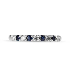 18ct White Gold Sapphire and Diamond Band Ring