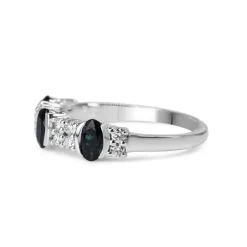 9ct White Gold Sapphire and Diamond Cluster Band Ring