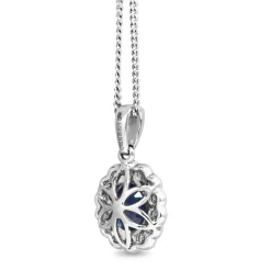 18ct White Gold Sapphire and Diamond Daisy Style Necklace