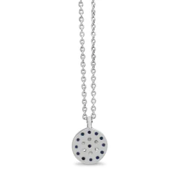 18ct White Gold Sapphire and Diamond Round Evil Eye Necklace