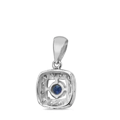 9ct White Gold Sapphire and Diamond Halo Pendant
