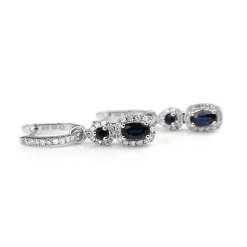 10ct White Gold Sapphire and Diamond Drop Earrings