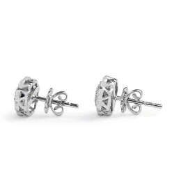 9ct White Gold Sapphire and Diamond Daisy Style Stud Earrings