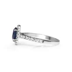 18ct White Gold Sapphire and Diamond Halo Ring