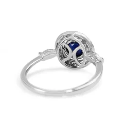 18ct White Gold Sapphire and Diamond Halo Ring