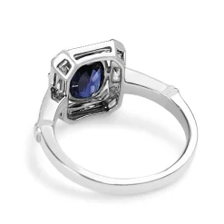 18ct White Gold Sapphire and Diamond Deco Style Ring