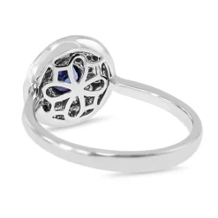 18ct White Gold Sapphire and Diamond Deco Style Ring