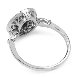 18ct White Gold Sapphire and Diamond Deco Style Halo Ring