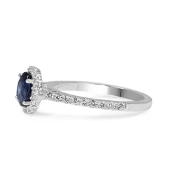 18ct White Gold Sapphire and Diamond Halo Ring