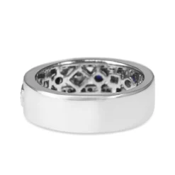 18ct White Gold Sapphire and Diamond Deco Style Band Ring