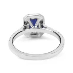 18ct White Gold Sapphire and Diamond Halo Ring