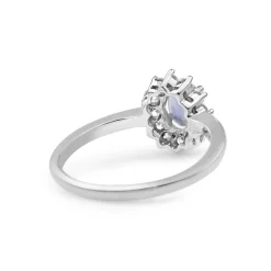 18ct White Gold Sapphire and Diamond Halo Ring