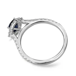 18ct White Gold Sapphire and Diamond Halo Ring