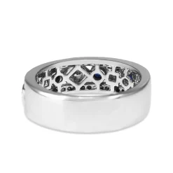 18ct White Gold Sapphire and Diamond Deco Style Band Ring