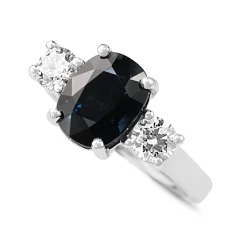 18ct White Gold Sapphire and Diamond 3 Stone Ring