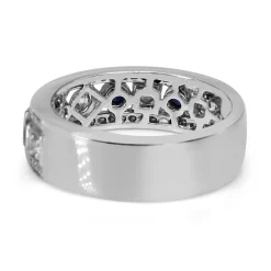 18ct White Gold Sapphire and Diamond Deco Style Band Ring