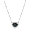 18ct White Gold Sapphire Heart and Diamond Halo Necklace