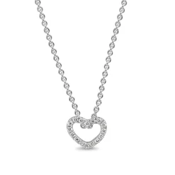 9ct White Gold Small Diamond Heart Necklace