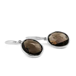 9ct White Gold Smokey Quartz Drop Earrings