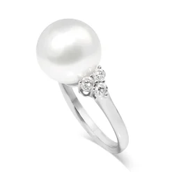 18ct White Gold South Sea 12mm Pearl and Diamond Ring