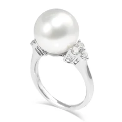 18ct White Gold South Sea 12mm Pearl and Diamond Ring