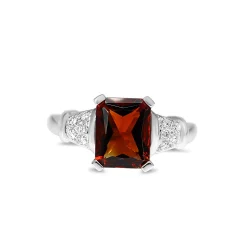 14ct White Gold Spessartine Garnet and Diamond Ring