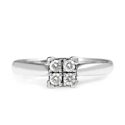 9ct White Gold Square Cluster Diamond Ring