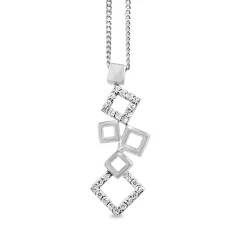 9ct White Gold Square Diamond Pendant