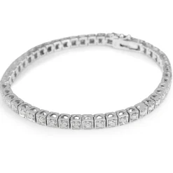 14ct White Gold Square Set Diamond Tennis Bracelet