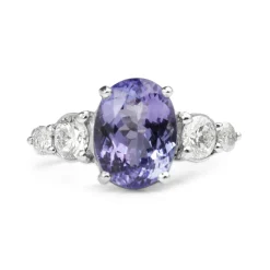 18ct White Gold Tanzanite and Diamond 5 Stone Ring