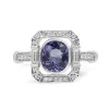 18ct White Gold Tanzanite and Diamond Deco Style Ring