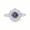 18ct White Gold Tanzanite and Diamond Daisy Style Ring