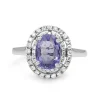 18ct White Gold Tanzanite and Double Halo Diamond Ring