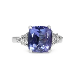 18ct White Gold Tanzanite and Diamond Ring