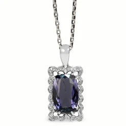 18ct White Gold Tanzanite and Diamond Necklace