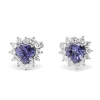 18ct White Gold Tanzanite and Diamond Heart Halo Earrings