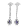 18ct White Gold Tanzanite and Diamond Drop Earrings