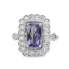 18ct White Gold Tanzanite and Diamond Daisy Ring