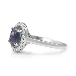 18ct White Gold Tanzanite and Diamond Halo Ring