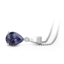 18ct White Gold Tanzanite and Diamond Pendant