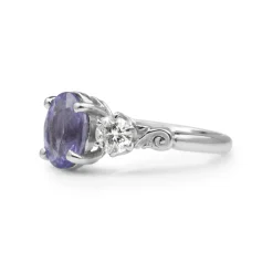 18ct White Gold Tanzanite and Diamond 3 Stone Ring
